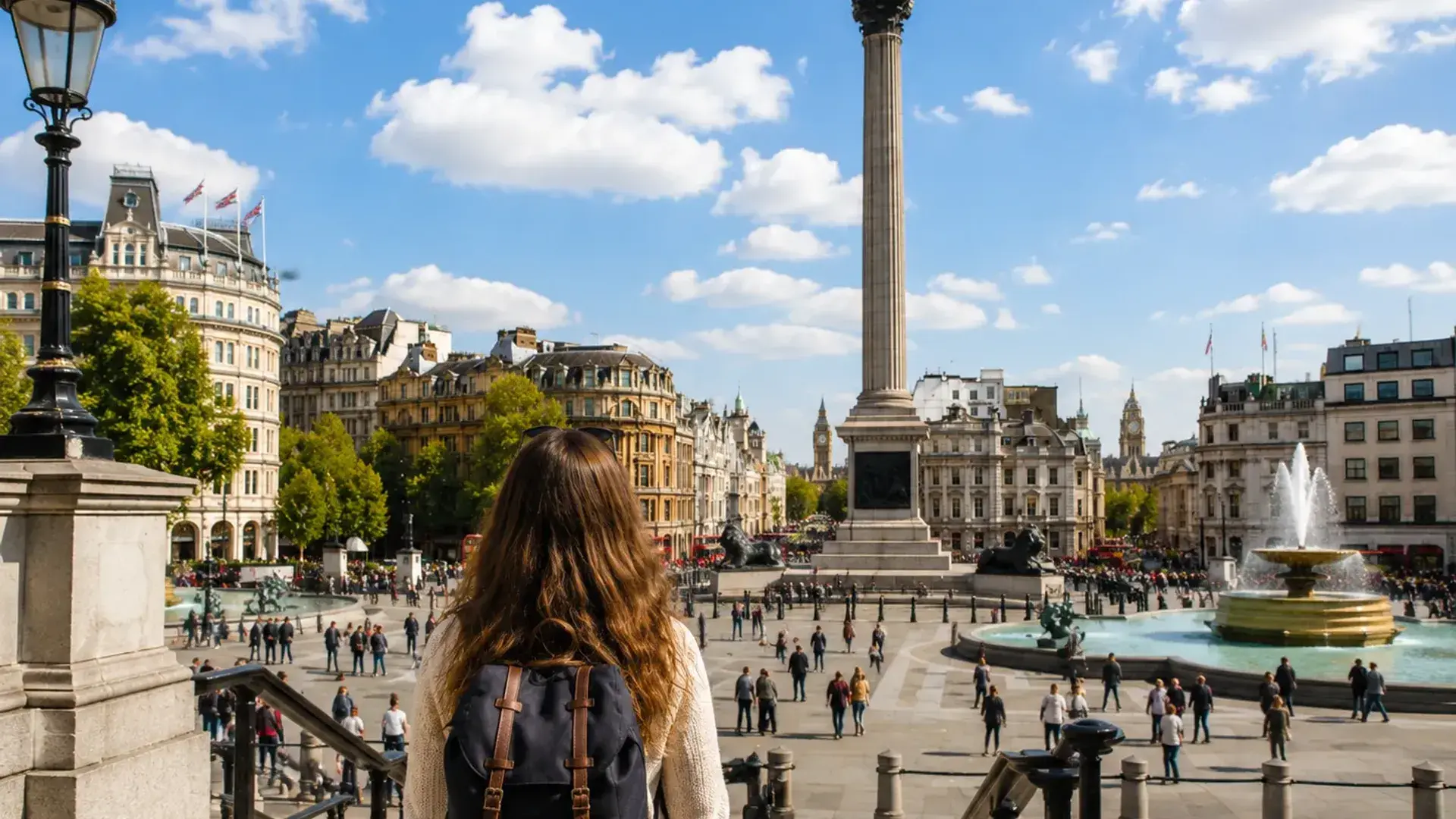 Young women walking towards Big Ben